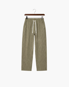 VIENA STRIPE LINEN TROUSERS - OLIVE